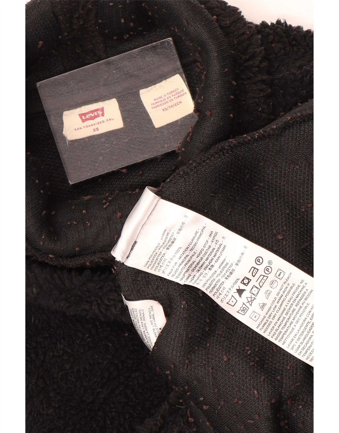 Γυναικείο Levi's Oversized Fleece Jumper UK 6 XS μαύρο πολυεστέρα