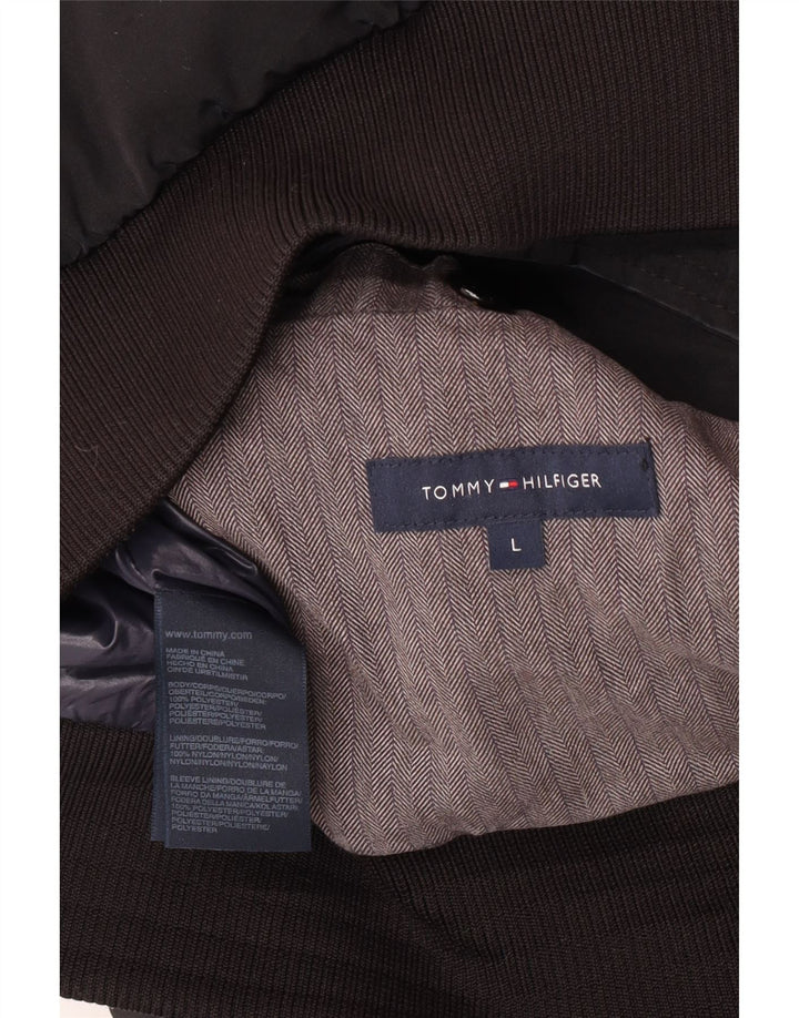 Tommy Hilfiger Ανδρικό μπουφάν με κουκούλα UK 40 μεγάλο μαύρο πολυεστέρα