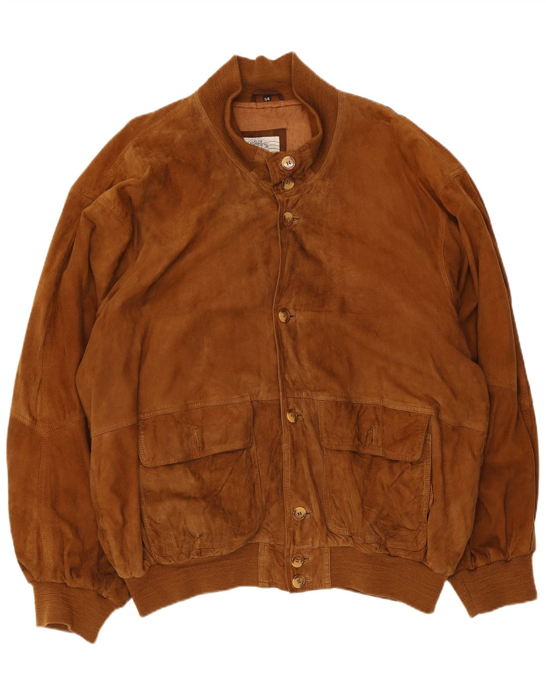 Vintage Ανδρικό Suede Bomber Jacket UK 44 2XL Καφέ Δερμάτινο