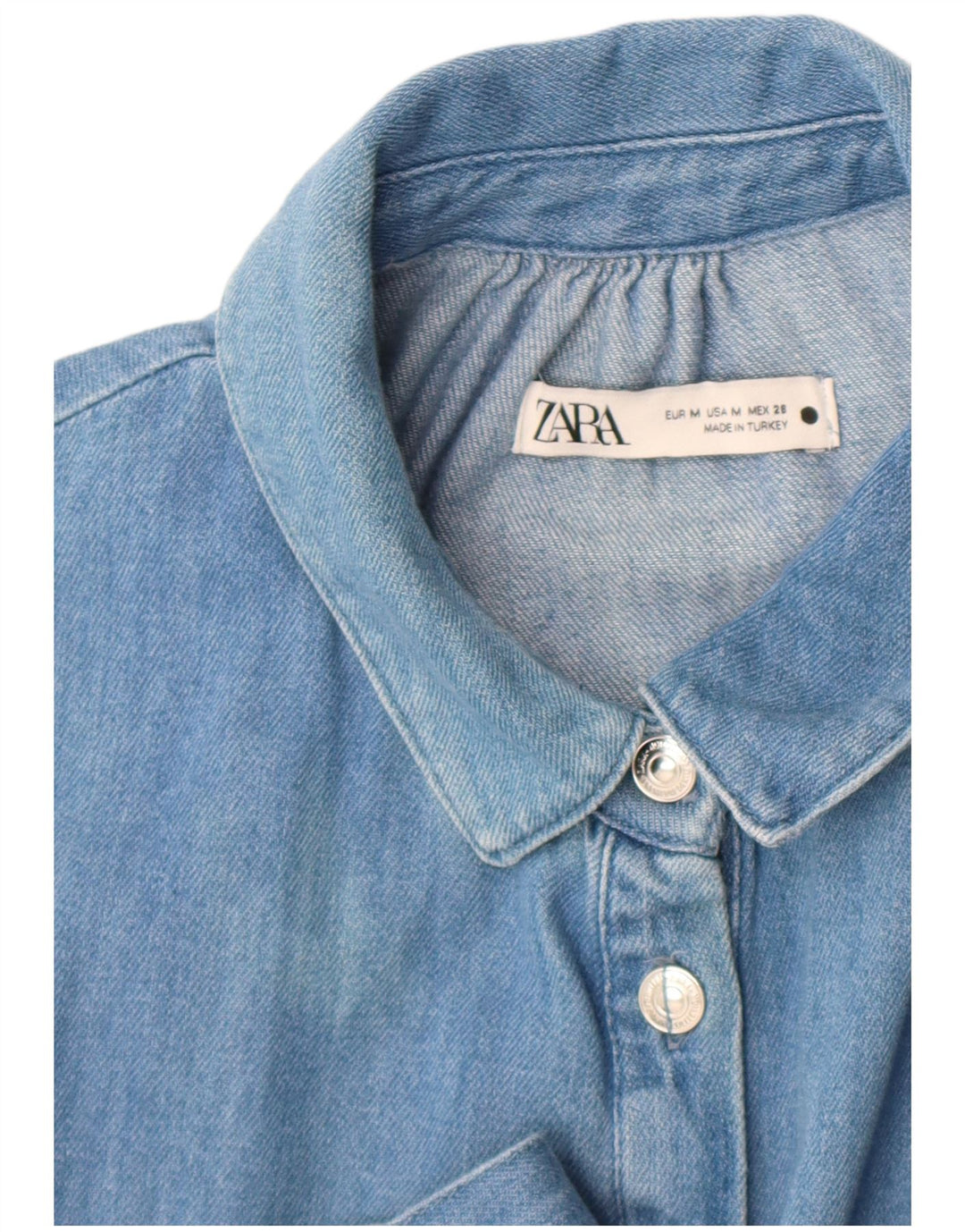 Zara Γυναικείο μακρυμάνικο τζιν φόρεμα UK 12 Medium Blue