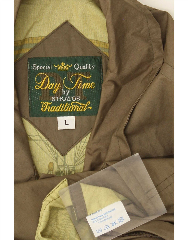 Stratos Ανδρικό Πανωφόρι UK 40 Large Khaki Cotton