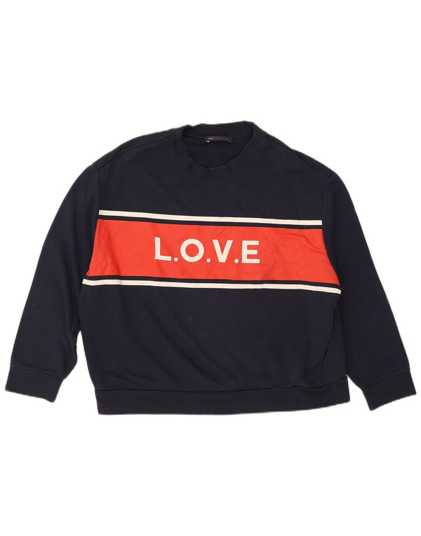 Marks & Spencer Γυναικεία γραφική φούτερ Jumper UK 14 Medium Navy Blue