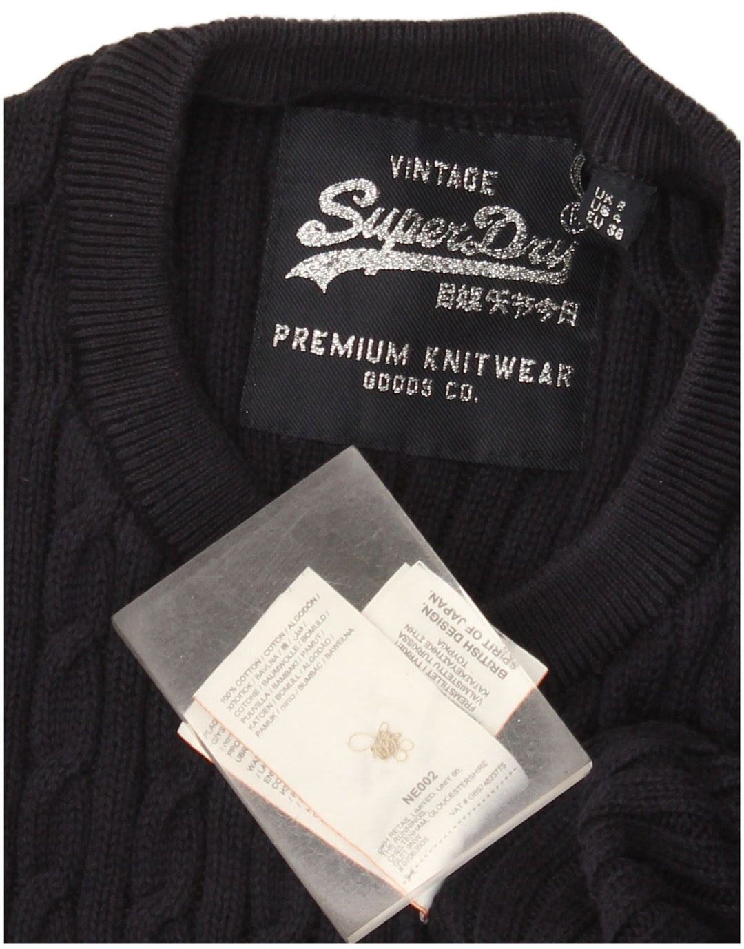 Superdry Γυναικείο πουλόβερ με γραφικά ζακέτα Ηνωμένου Βασιλείου 8 Small Navy Blue Cotton