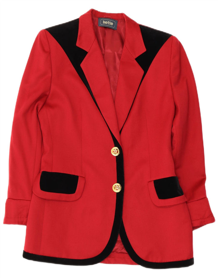 Vintage γυναικείο σακάκι με 2 κουμπιά Longline Blazer UK 12 Medium Red Colourblock