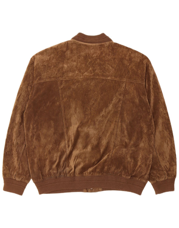 Vintage Ανδρικό Velor Bomber Jacket IT 52 XL Brown Silk
