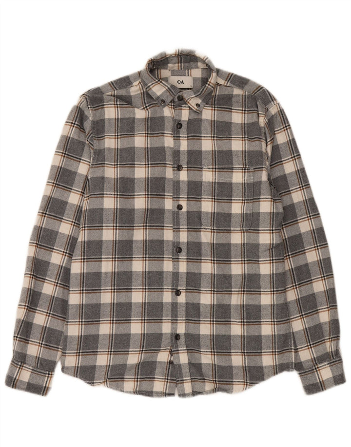 Ανδρικό φανελένιο πουκάμισο C & A Small Grey Check Cotton