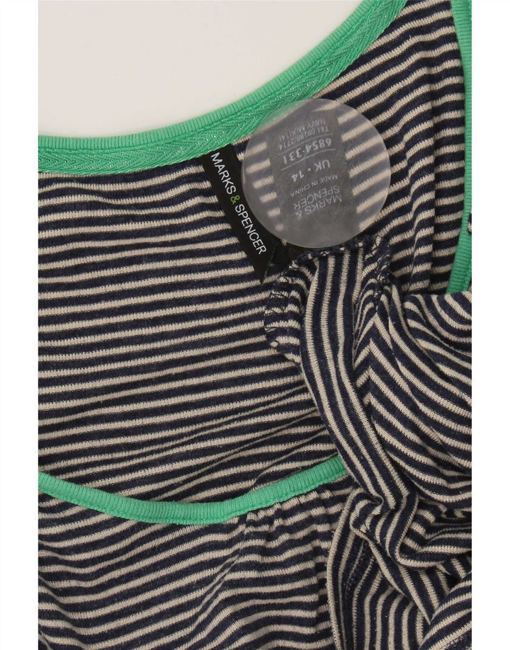Marks & Spencer Γυναικείο τοπ 3/4 μανίκια UK 14 Medium Navy Blue Pinstripe