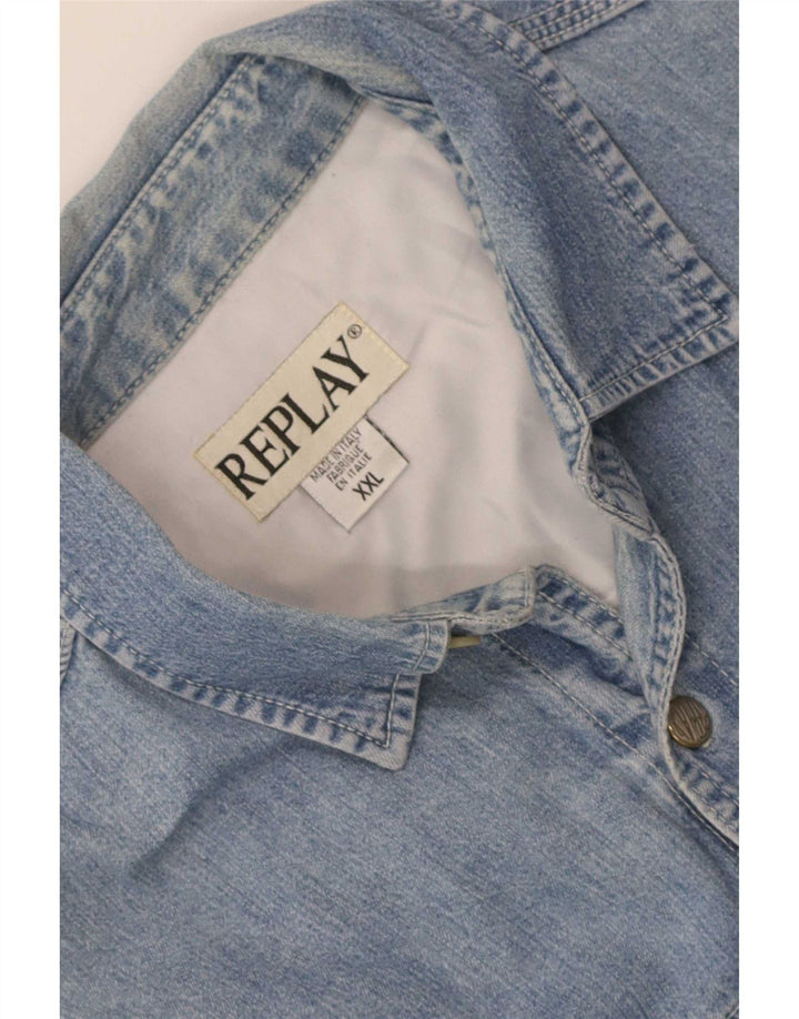 Ανδρικό τζιν πουκάμισο Replay Regular Fit 2XL Μπλε βαμβακερό