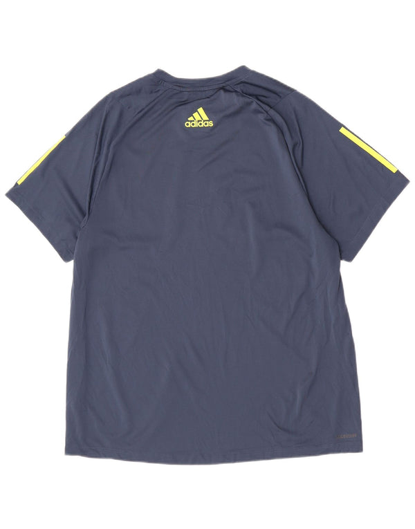 Ανδρικό κανονικό γραφικό μπλουζάκι Adidas Top Large Navy Blue Colourblock
