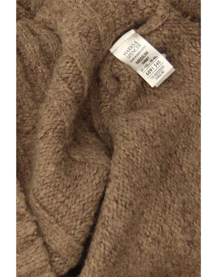 Marks & Spencer Ανδρικό πουλόβερ με φερμουάρ με φερμουάρ Ακρυλικό μεσαίο καφέ