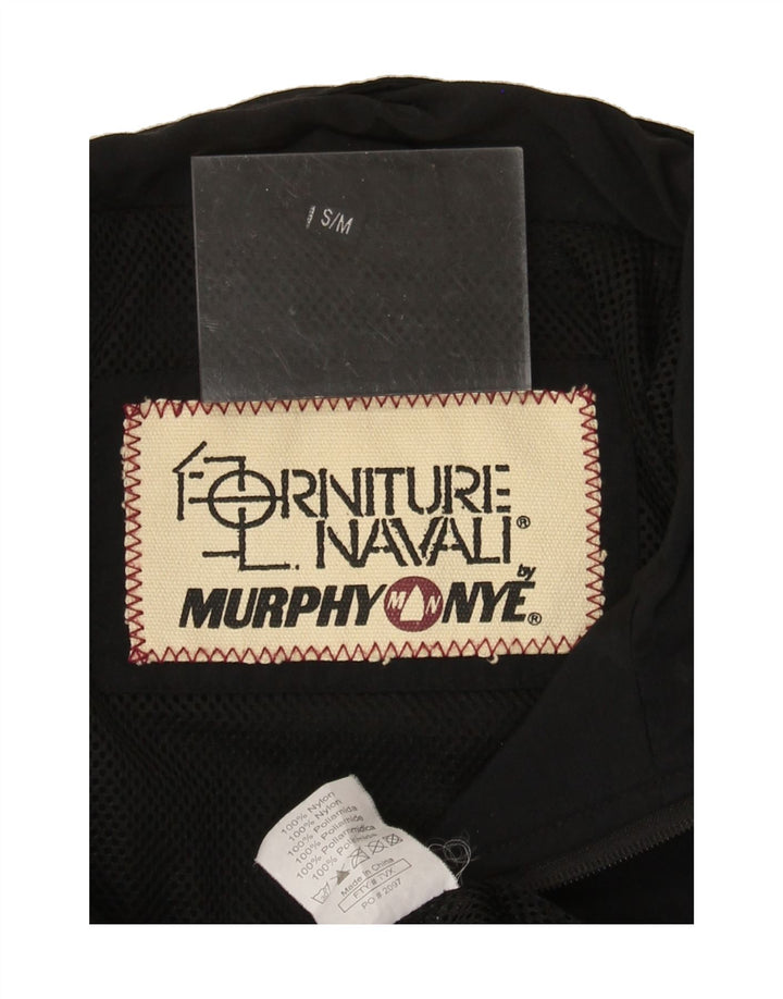 MURPHY & NYE Mens Graphic Tracksuit Top Jacket Small Black Colourblock Vintage Murphy & Nye and Second-Hand Murphy & Nye from Messina Hembry 