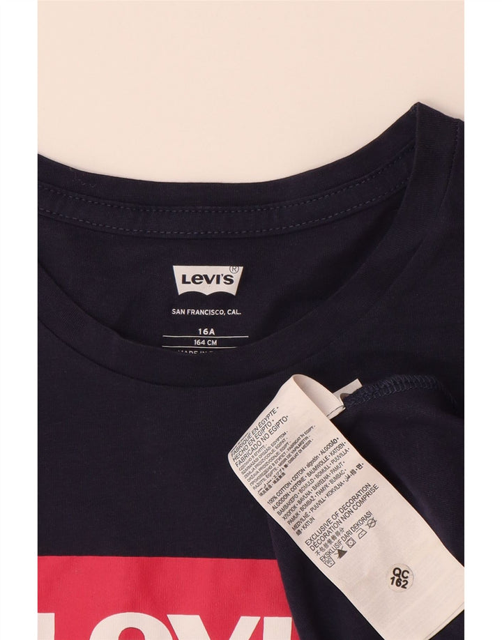 Γραφικό μπλουζάκι LEVI'S για κορίτσια 15-16 ετών, μπλε βαμβακερό