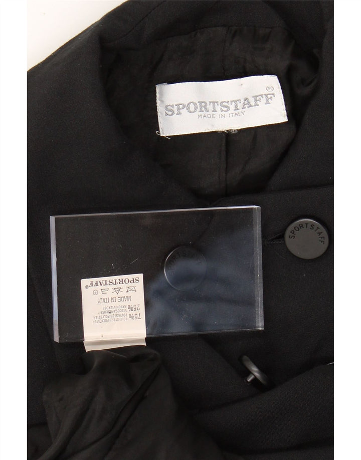 SPORTSTAFF Womens Longline Blazer Jacket UK 12 Medium Black
