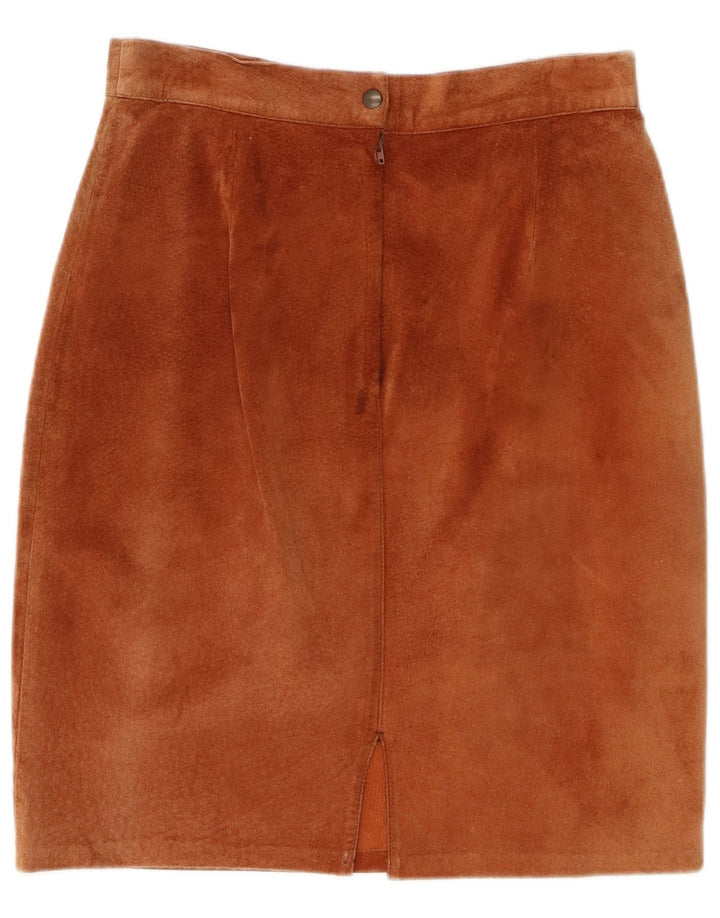 Vintage Γυναικεία Suede Pencil Φούστα W28 Δερμάτινη μεσαία καφέ