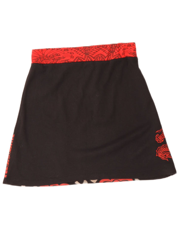 Γυναικεία φούστα DESIGUAL A-Line Medium W30 Μαύρη φλοράλ βαμβακερή