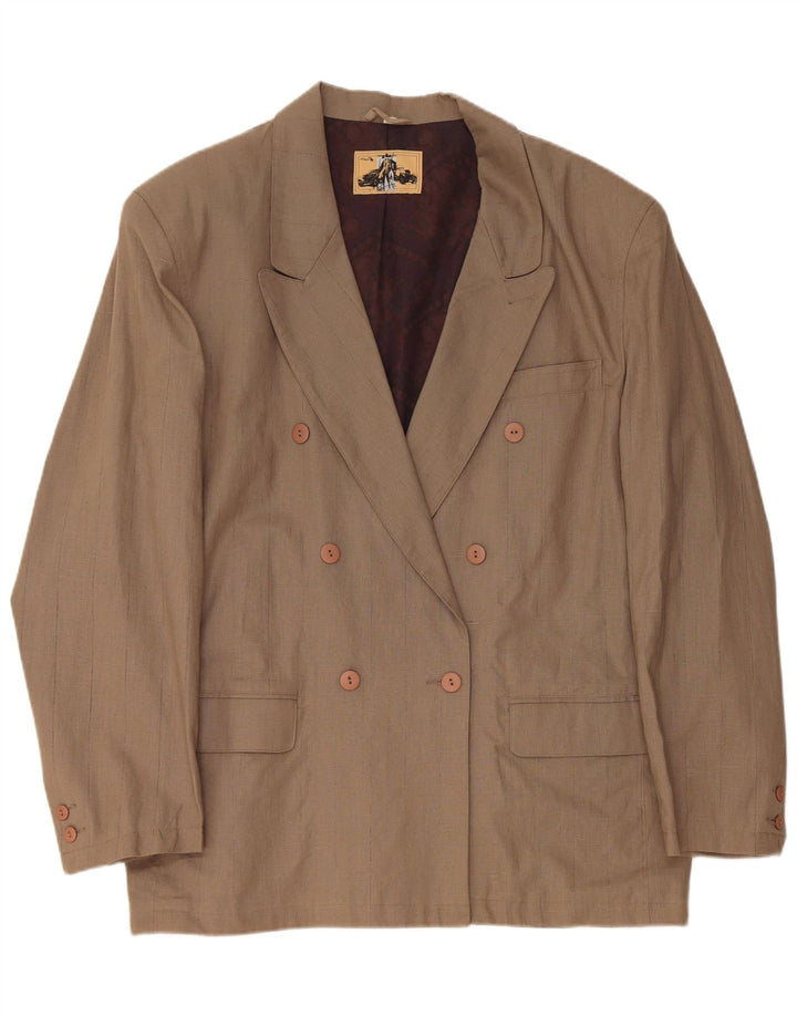 Ανδρικό σακάκι σακάκι με διπλό στήθος VINTAGE EU 56 3XL Καφέ Λινό