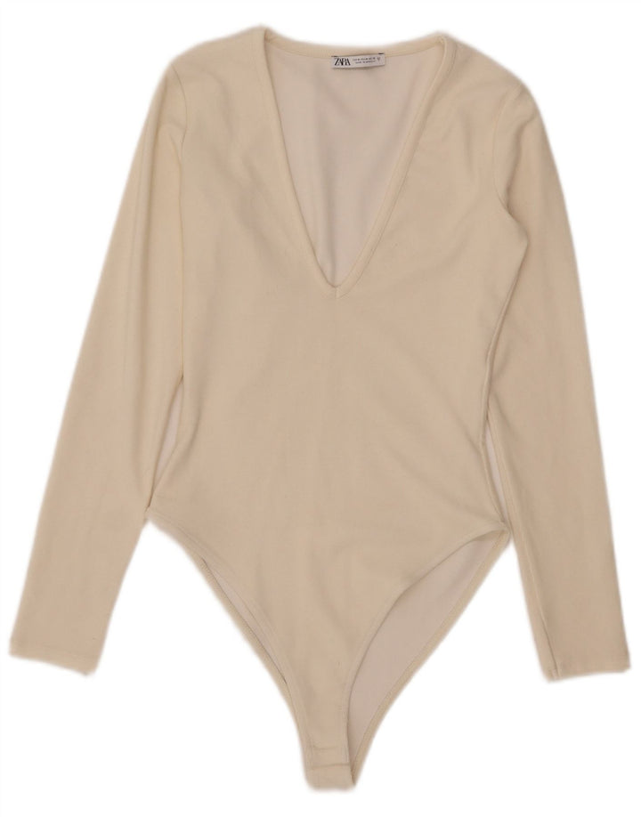 Zara γυναικείο μακρυμάνικο κορμάκι UK 12 Medium Off White