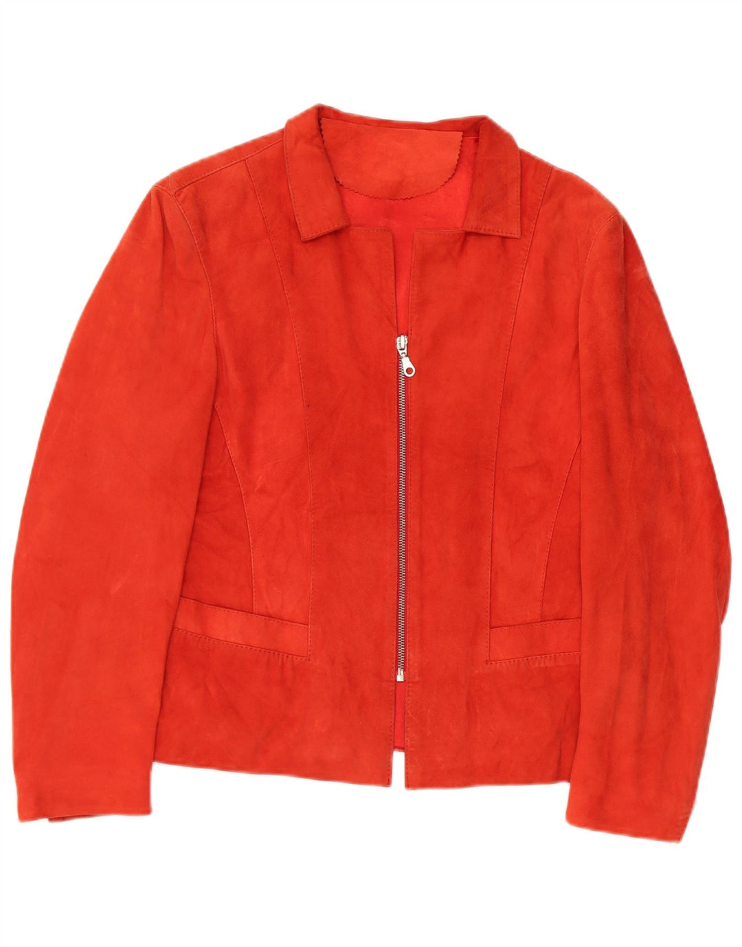 Vintage Γυναικείο Suede Jacket UK 14 Medium Orange Leather