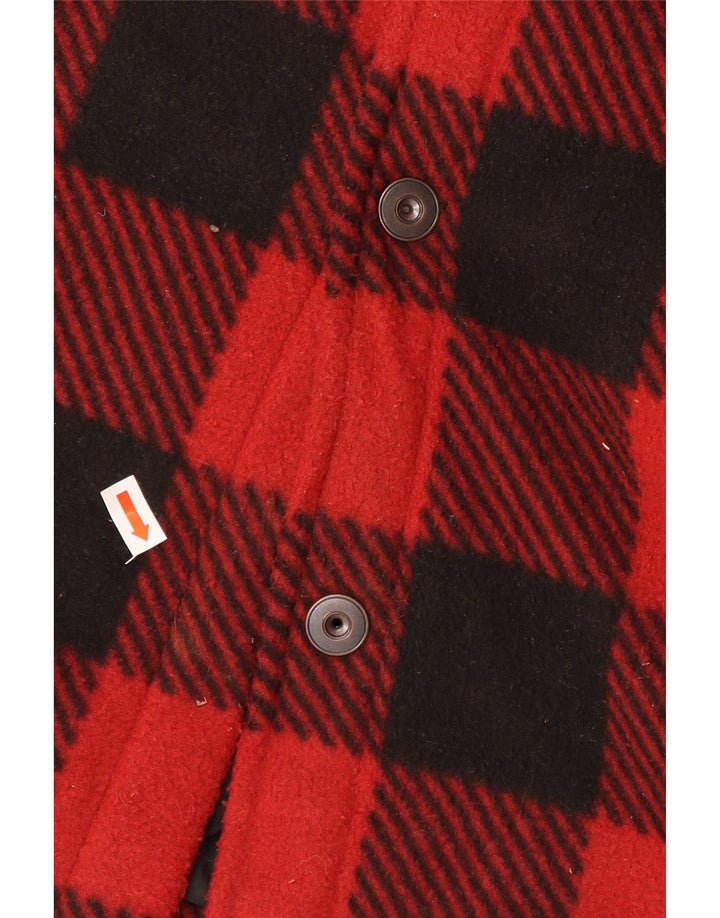 Vintage Ανδρικό Fleece Bomber Jacket EU 50 Μεγάλο κόκκινο καρό πολυεστέρα