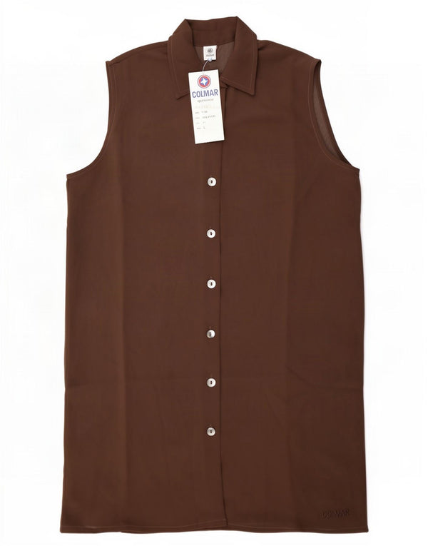 Colmar Γυναικεία αμάνικη μπλούζα See Through πουκάμισο UK 16 Large Brown