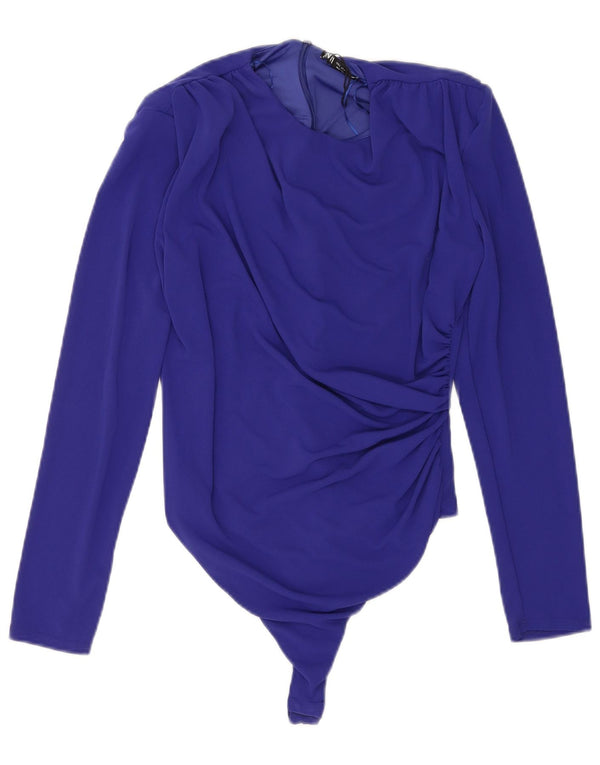 Zara Γυναικείο μακρυμάνικο κορμάκι UK 14 Large Navy Blue Polyester