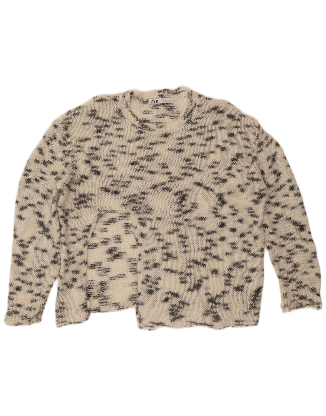 Γυναικείο πουλόβερ ZARA Crew Neck Jumper UK 16 Large Off White Flecked