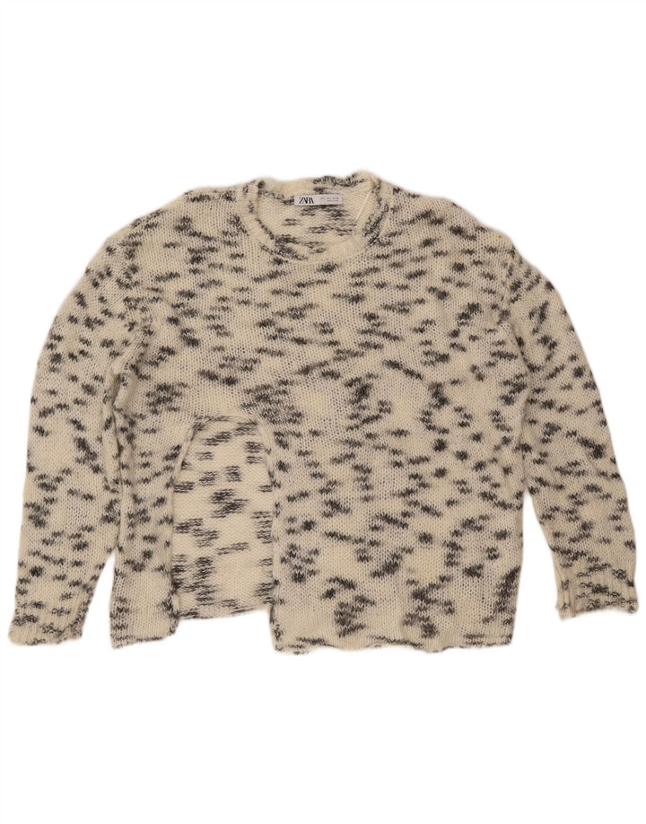 Γυναικείο πουλόβερ ZARA Crew Neck Jumper UK 16 Large Off White Flecked