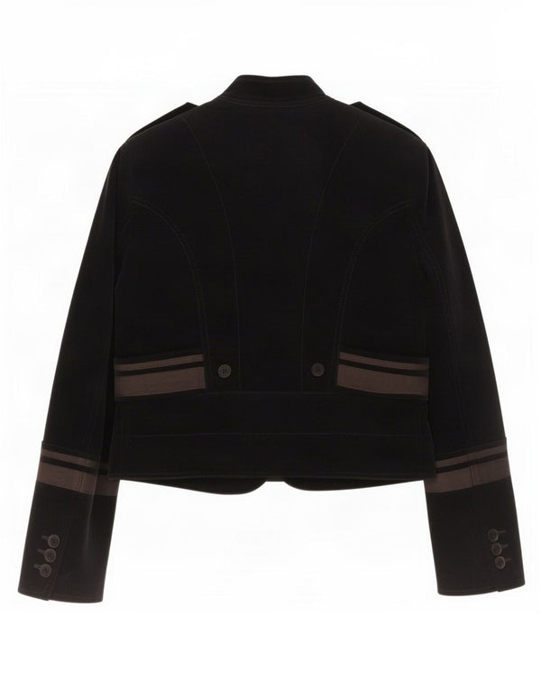 Zara Γυναικείο Crop Military Jacket UK 14 Large Navy Blue Colourblock Βαμβακερό
