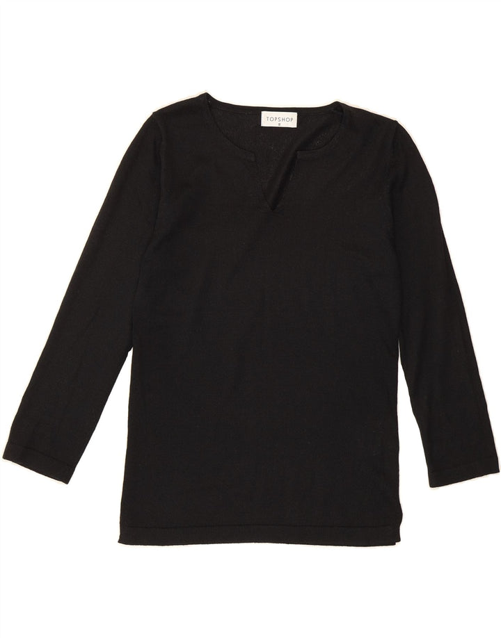 TOPSHOP Womens Top 3/4 Sleeve UK 8 Small Black Vintage Topshop and Second-Hand Topshop from Messina Hembry 