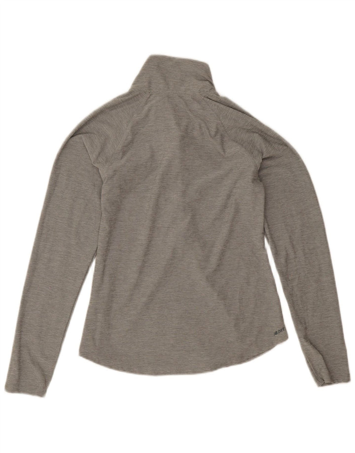 New Balance Γυναικείο τοπ μακρυμάνικο με φερμουάρ UK 10 Small Grey Polyester