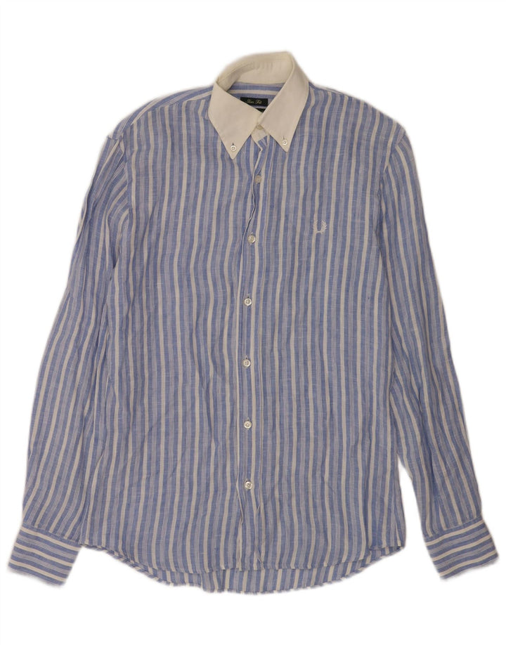 Fred Perry Ανδρικό πουκάμισο Slim Fit Μικρό λινό μπλε ριγέ