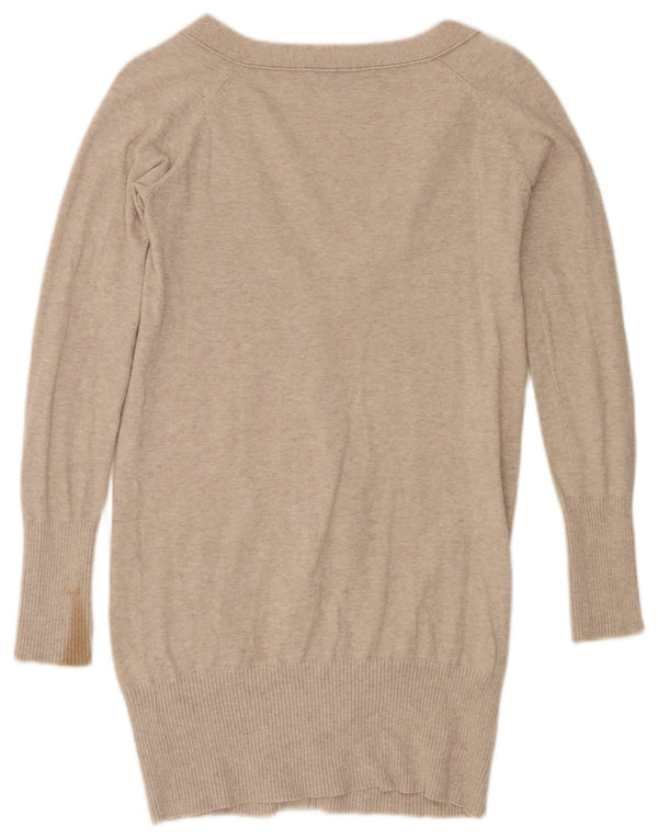 Zara Γυναικείο πουλόβερ ζακέτα Longline UK 10 Small Beige Flecked Cotton