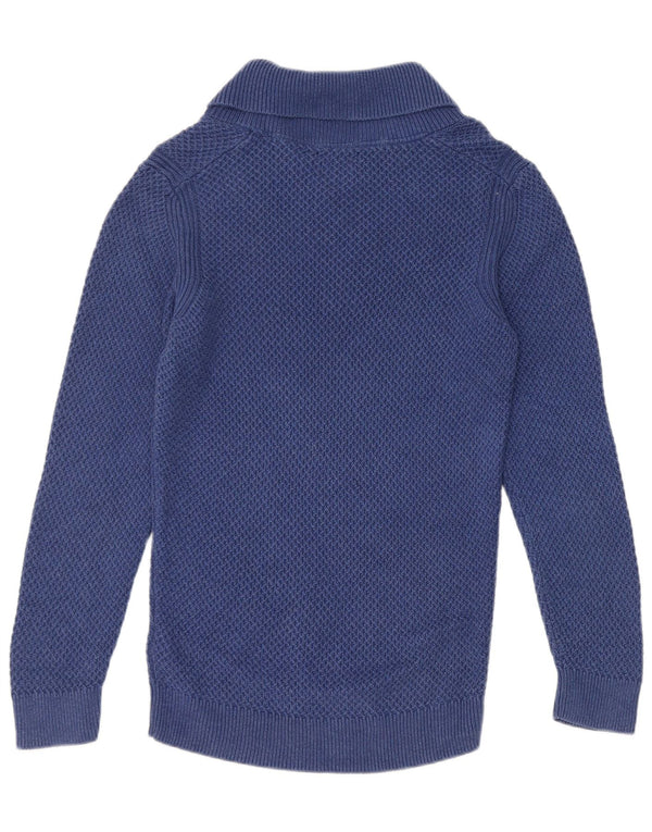 Massimo Dutti Mens Shawl Neck Jumper Sweater Small Blue Cotton
