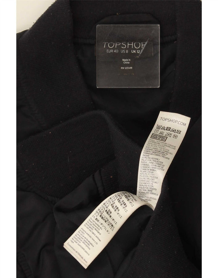 Topshop Γυναικείο Bomber Jacket UK 12 Medium Navy Blue Polyester