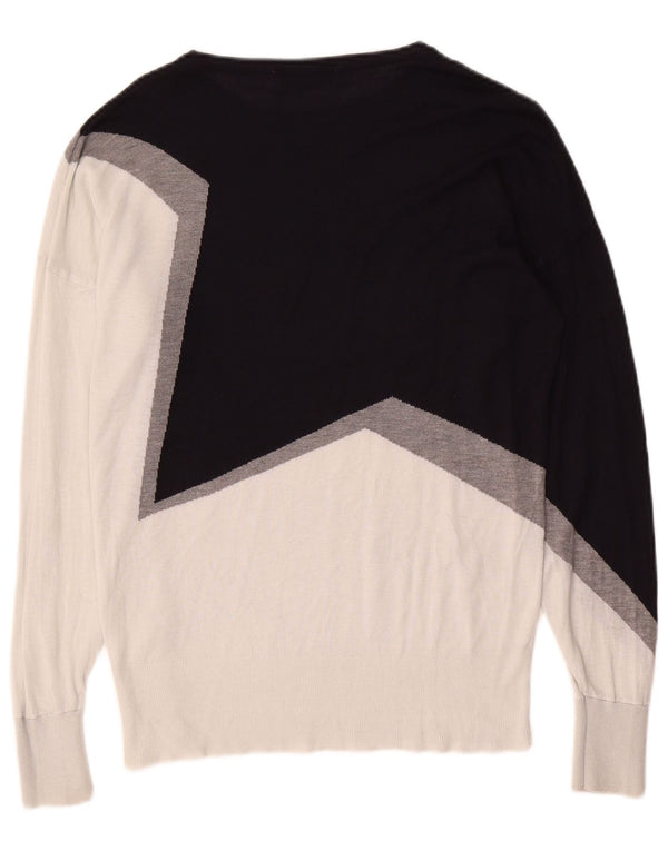 Zara Γυναικείο πουλόβερ με λαιμόκαυστο UK 10 Small Navy Blue Colourblock