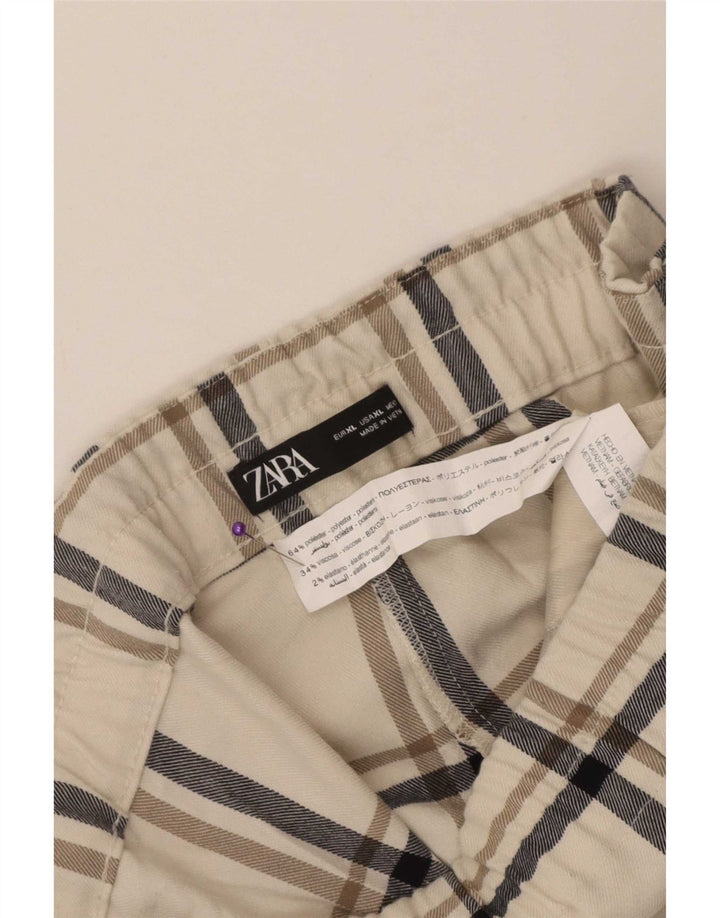 Zara Γυναικείο Cropped Παντελόνι XL W32 L24 White Check Polyester