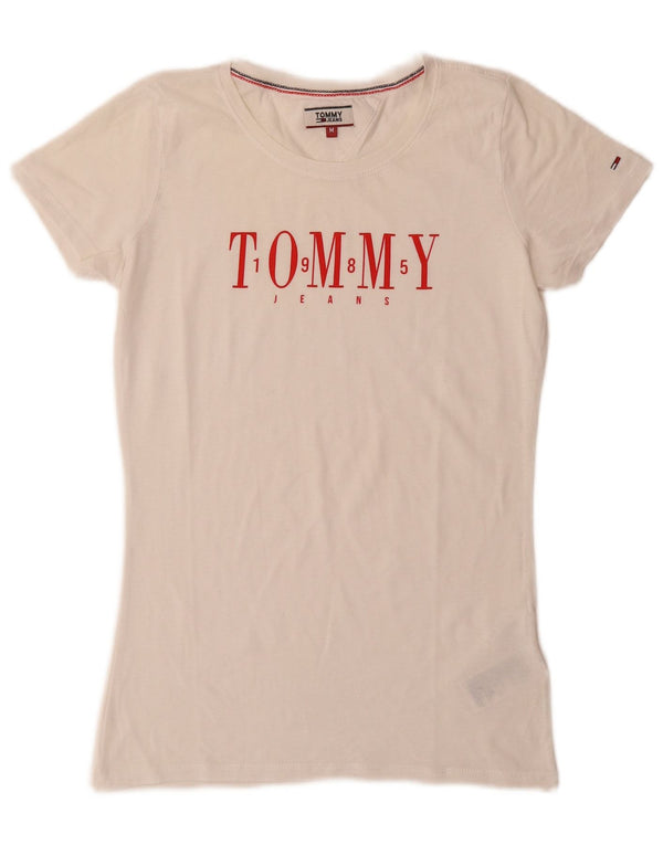 Γυναικείο γραφικό μπλουζάκι Tommy Hilfiger Top UK 12 μεσαίο λευκό βαμβακερό