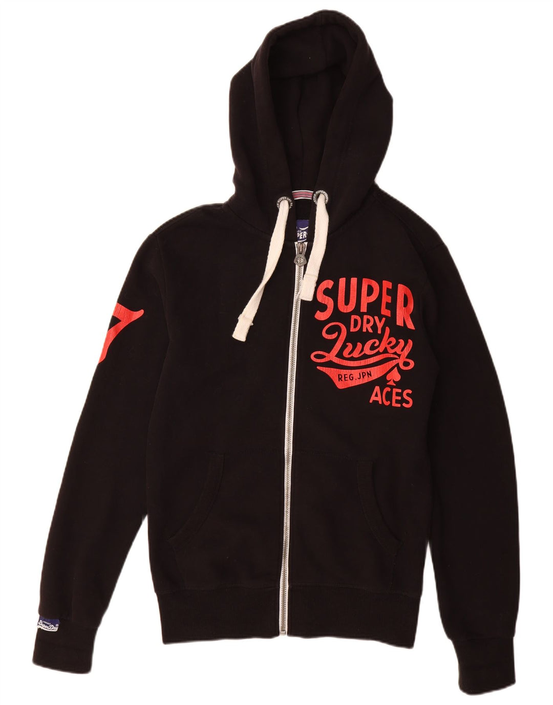 Ανδρικό πουλόβερ με κουκούλα με φερμουάρ SUPERDRY Μικρό μαύρο βαμβακερό