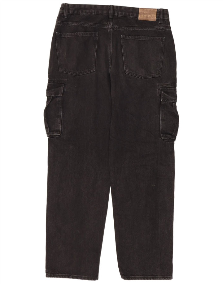 Kiabi Mens Cargo Straight Jeans IT 50 Large W34 L31 Μαύρο