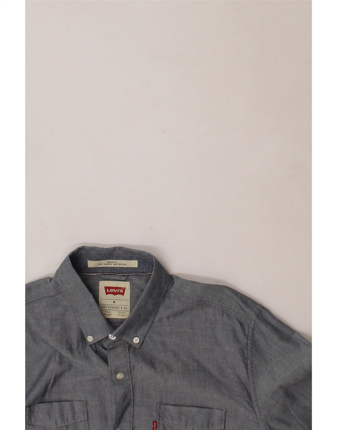 LEVI'S Mens Modern Fit Shirt Medium Grey Cotton Vintage Levi's and Second-Hand Levi's from Messina Hembry 
