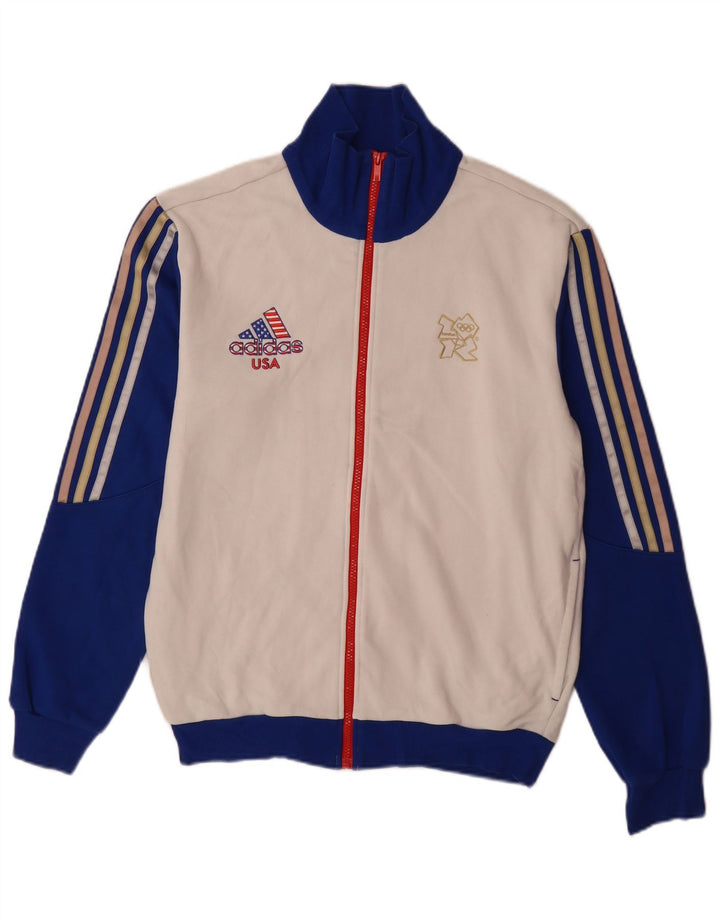 Ανδρική φόρμα Adidas Μπουφάν μεσαίου λευκού χρώματος βαμβακερό
