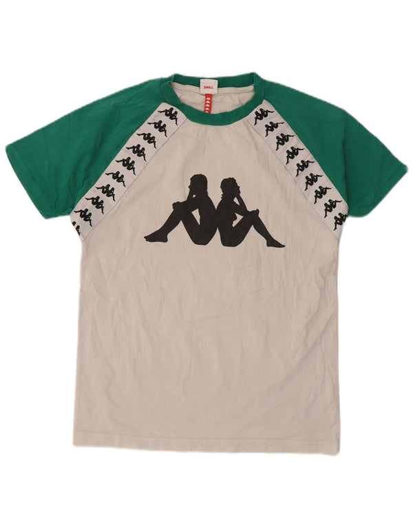 Ανδρικό γραφικό T-Shirt Kappa Top Small White Colourblock Βαμβακερό