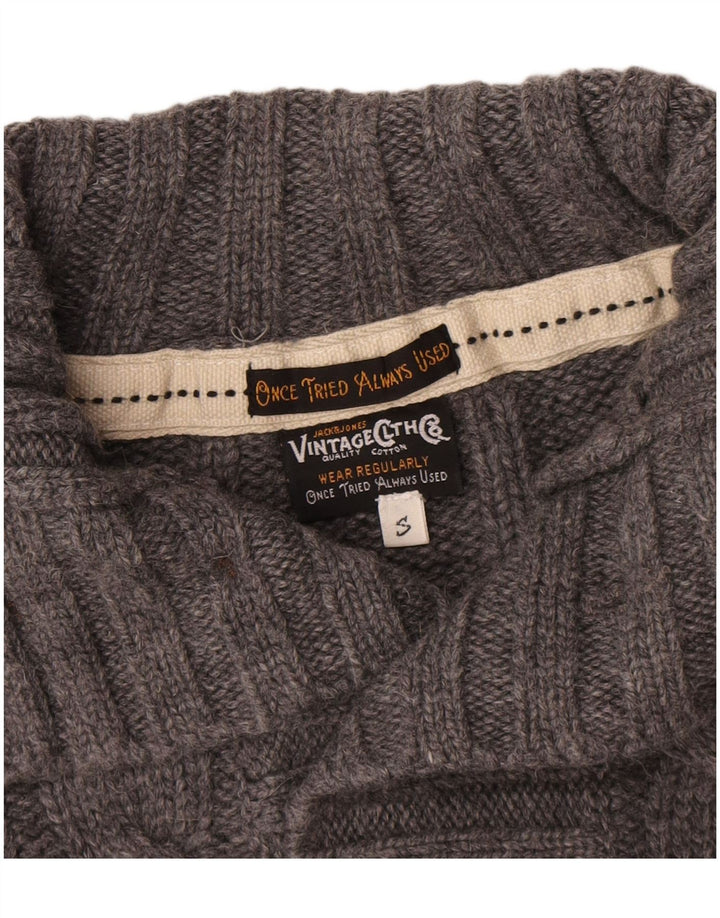 Jack & Jones Ανδρικό πουλόβερ με κουμπιά λαιμόκοψης μικρό γκρι μαλλί