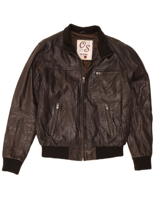 On Spirit Mens Leather Jacket IT 48 Medium Brown