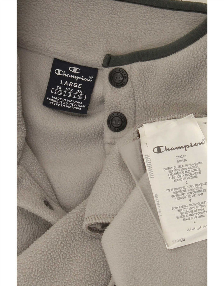 Champion Ανδρικά κουμπιά Fleece Jumper με μεγάλο γκρι πολυεστέρα