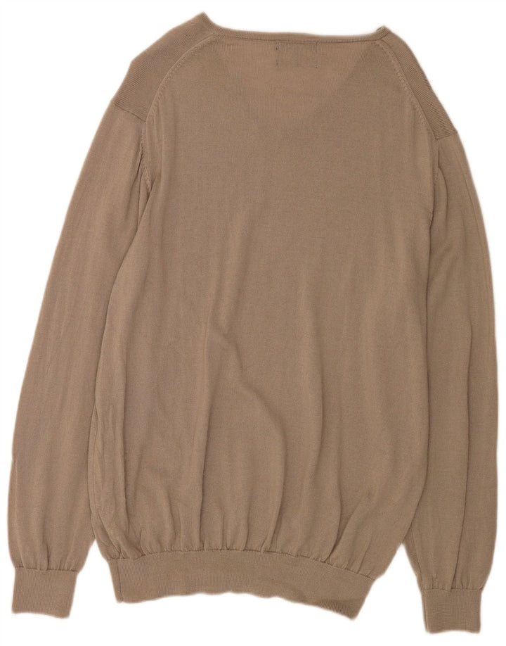 Ανδρικό πουλόβερ Marks & Spencer Autograph V-Neck Jumper XL Μπεζ μαλλί