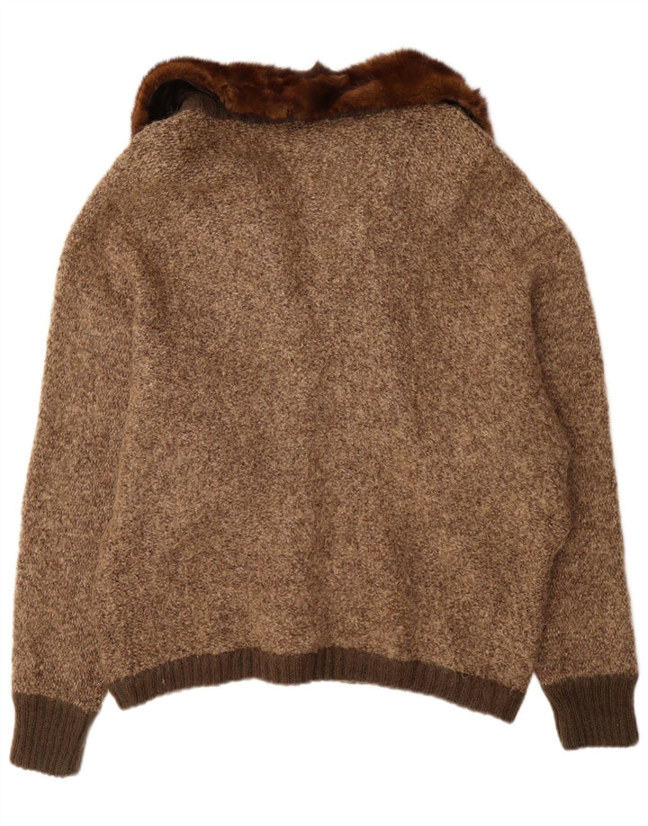 Γυναικείο πουλόβερ με ζακέτα VINTAGE UK 18 XL καφέ