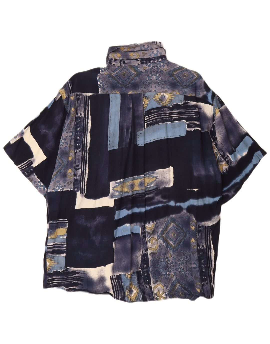 Ανδρικό κοντομάνικο πουκάμισο TIPO' S Μεγάλο μπλε Navy Patchwork Viscose