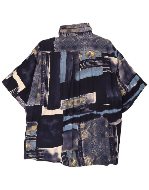 Ανδρικό κοντομάνικο πουκάμισο TIPO' S Μεγάλο μπλε Navy Patchwork Viscose