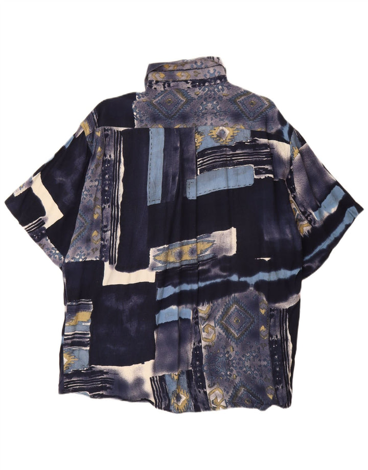 Ανδρικό κοντομάνικο πουκάμισο TIPO' S Μεγάλο μπλε Navy Patchwork Viscose